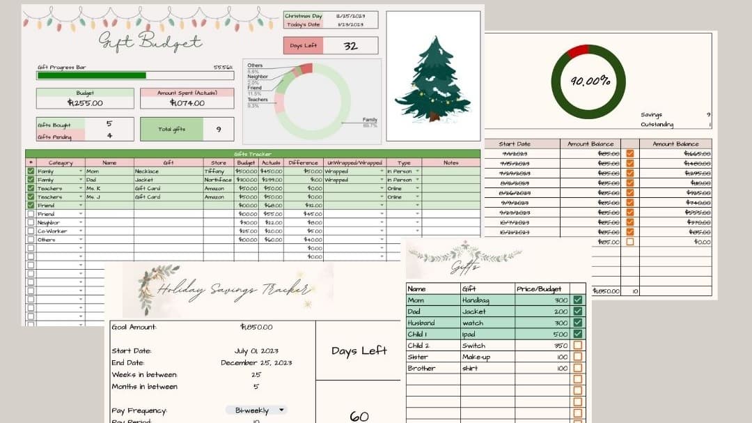 Holiday Savings Tracker with Budget vs Actuals