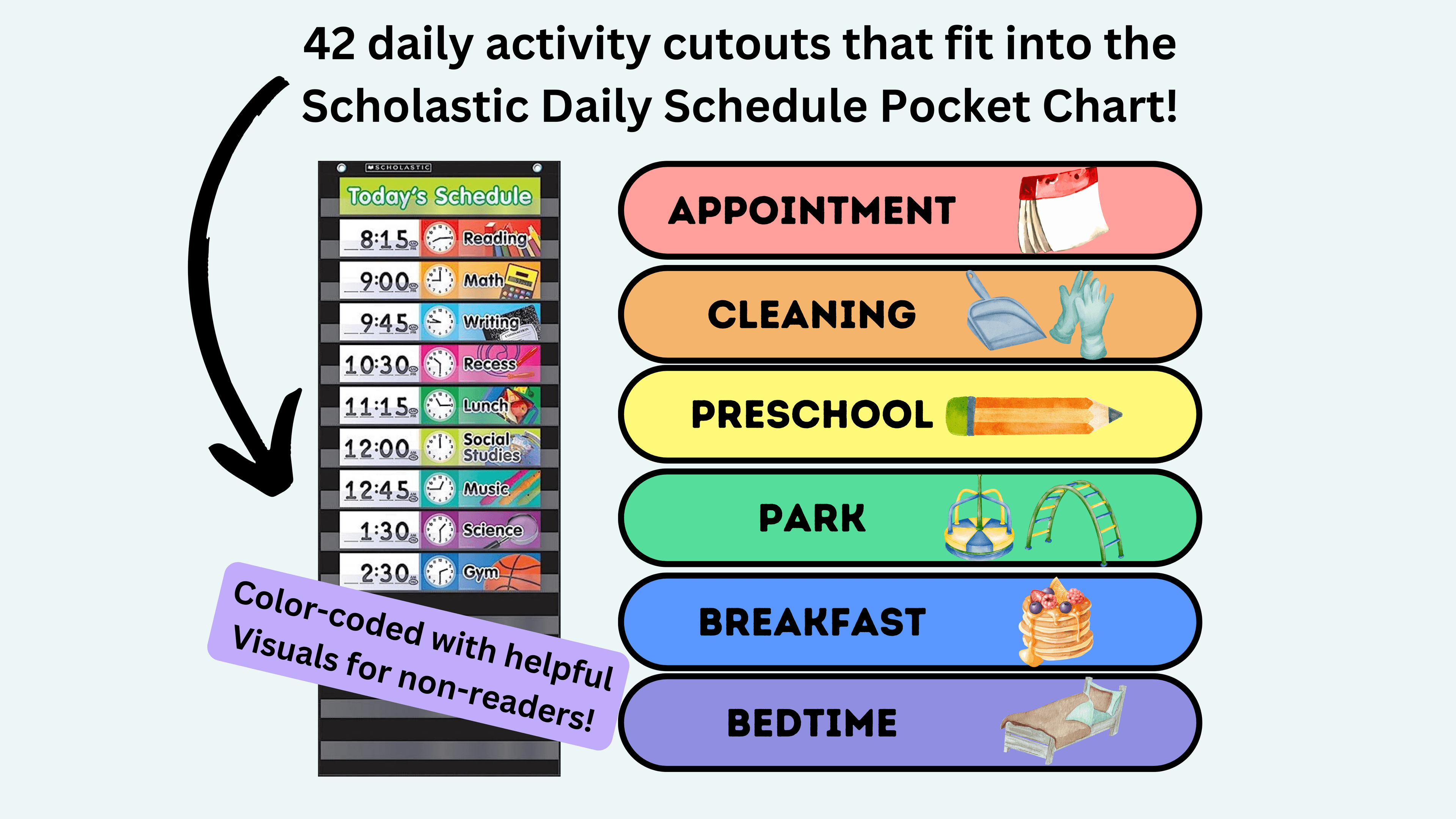 Daily Schedule Inserts- Bright Colors
