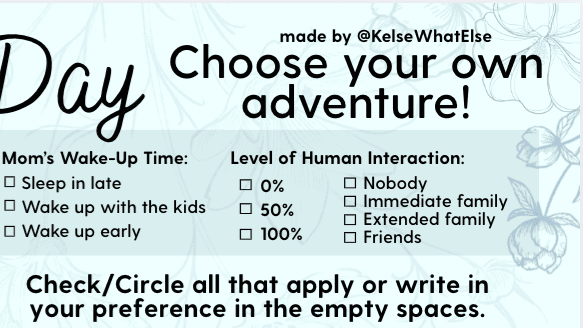 Mother's Day Choose Your Own Adventure!