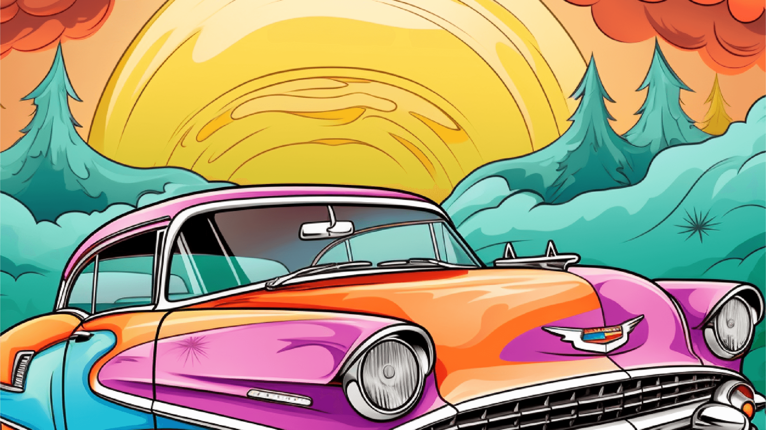 Get My 100 Classic Cars coloring book Now!