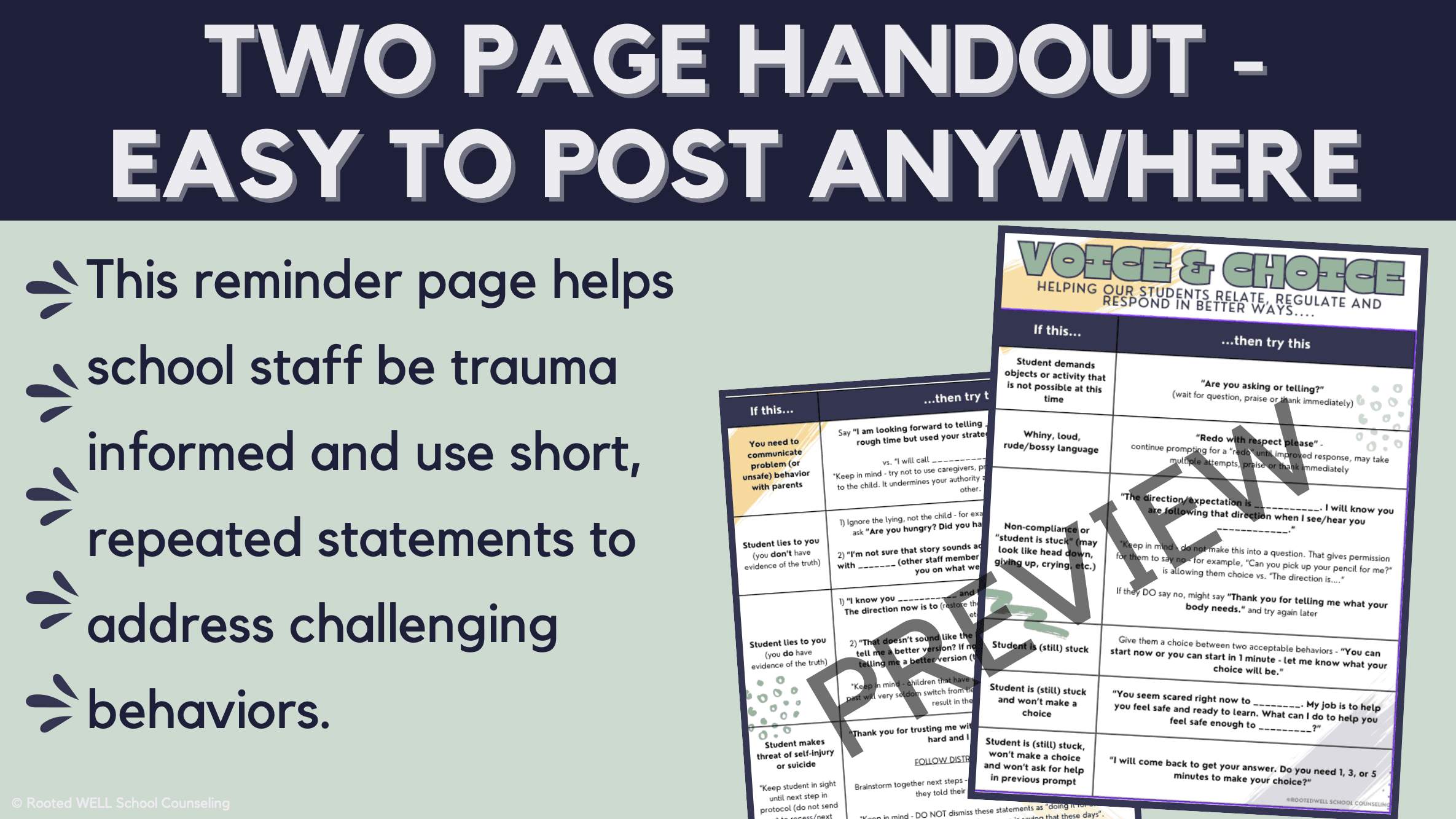 Trauma-Responsive Behavior Prompts Staff Worksheet