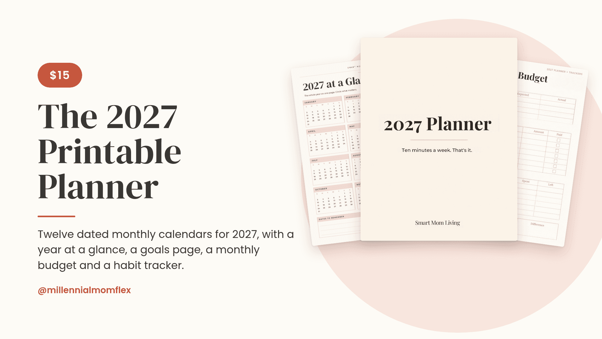 2027 Printable Planner: Calendars, Goals, Budget