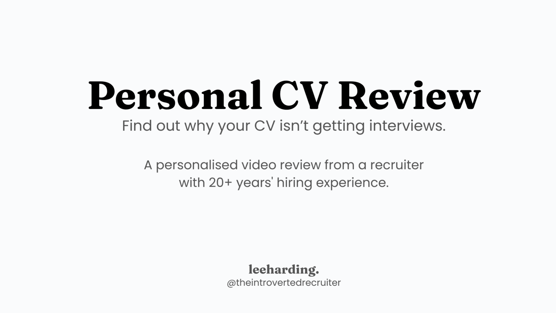 Personal CV Review