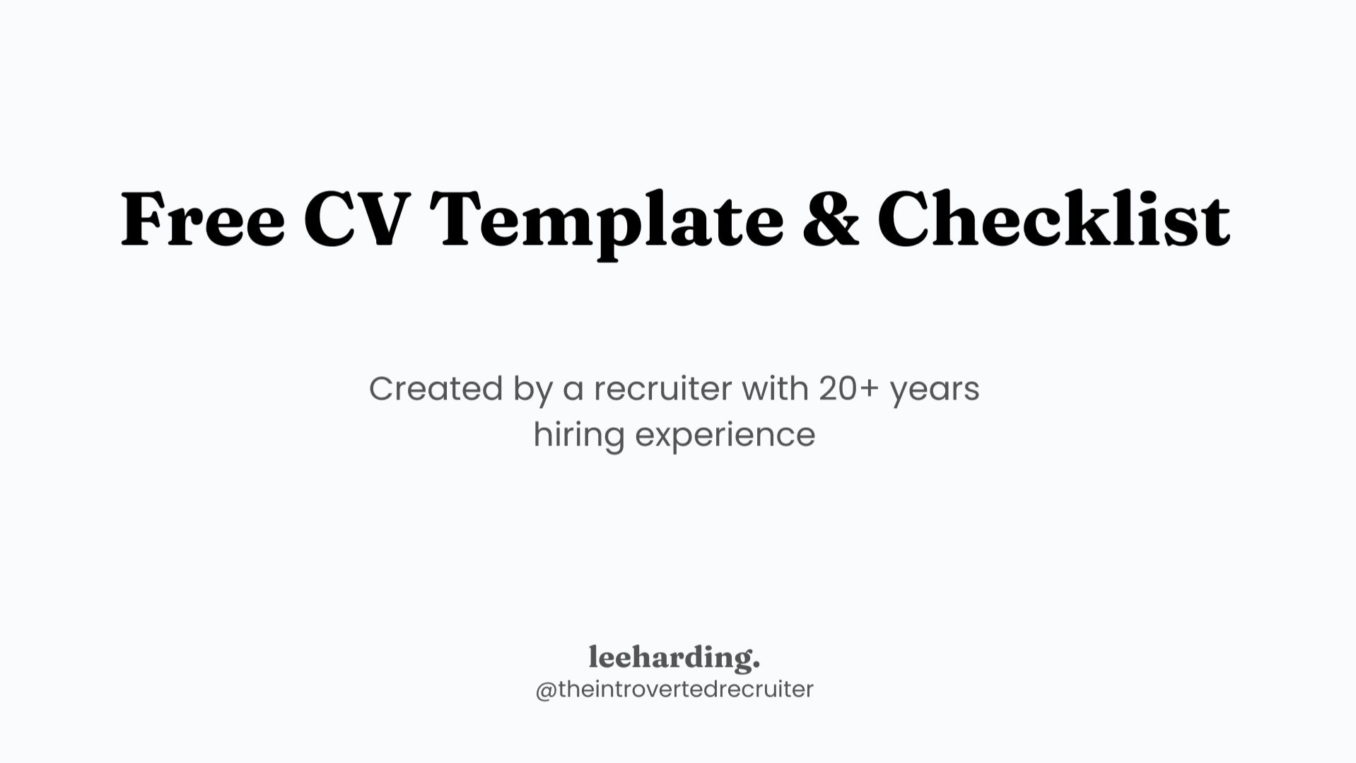 Free CV Template, Checklist & CV Writing Guide