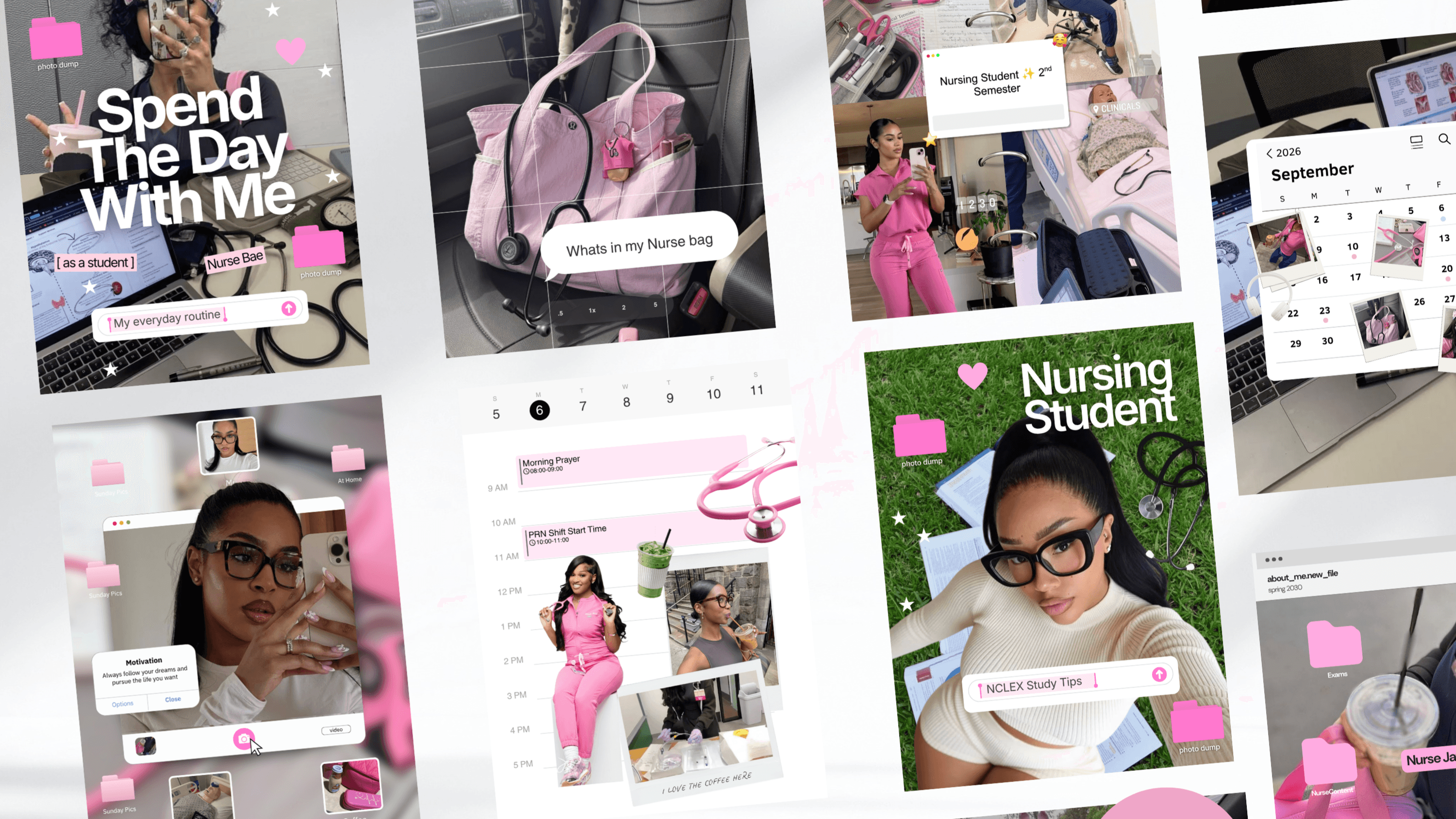 30 Nurse Aesthetic Instagram Template Bundle