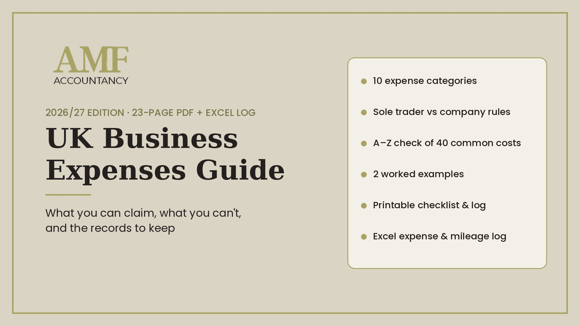 UK Business Expenses Guide 2026/27