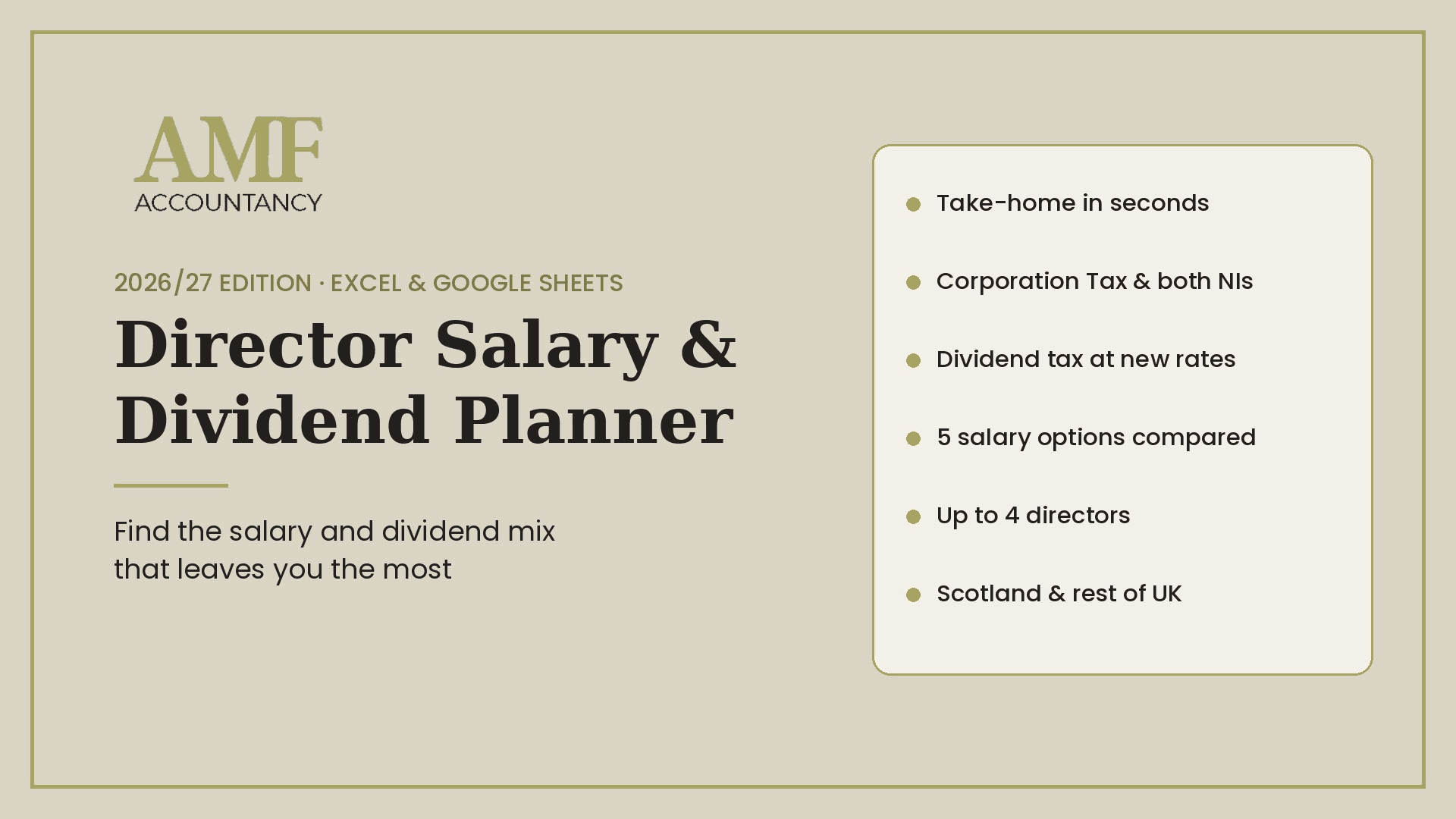 Director Salary & Dividend Planner 2026/27