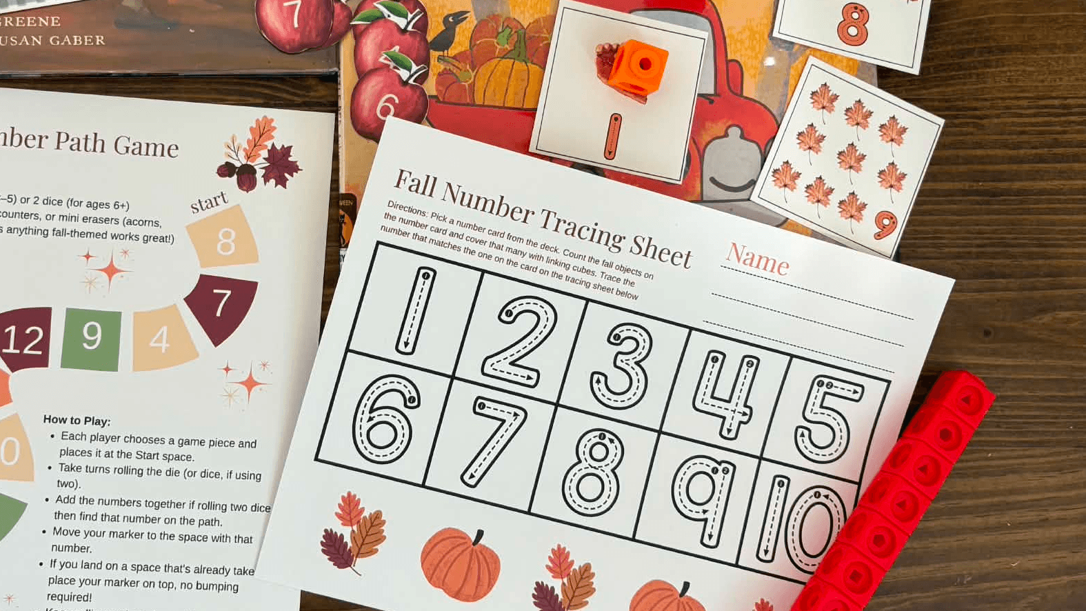 Fall Themed Learning Pack - ABC, Math, Spelling
