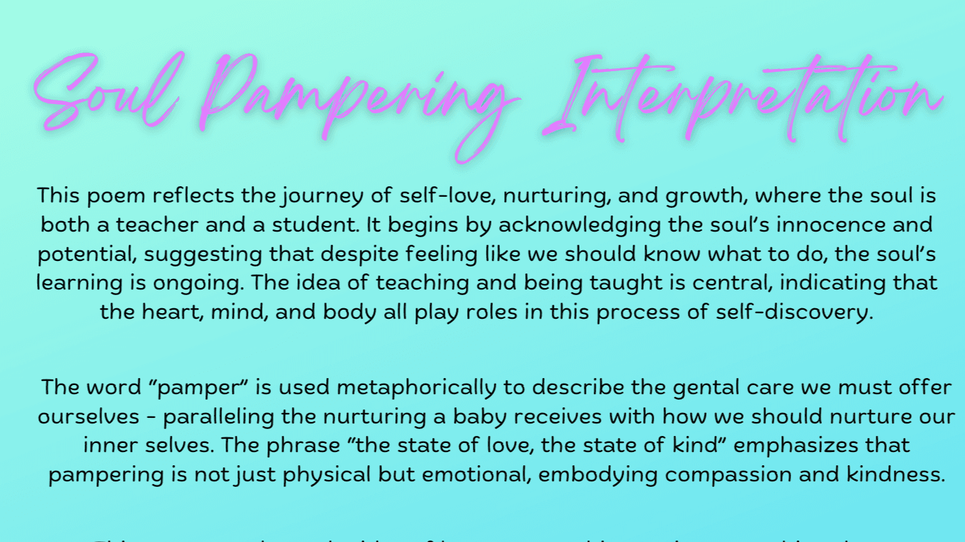 FREE Soul Pampering Poem Interpretation