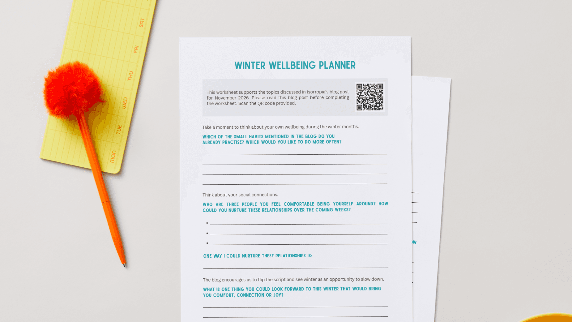 FREE Winter Wellbeing Planner
