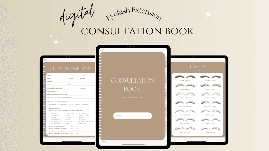 Eyelash Client Consultation Book + Lash Stickers