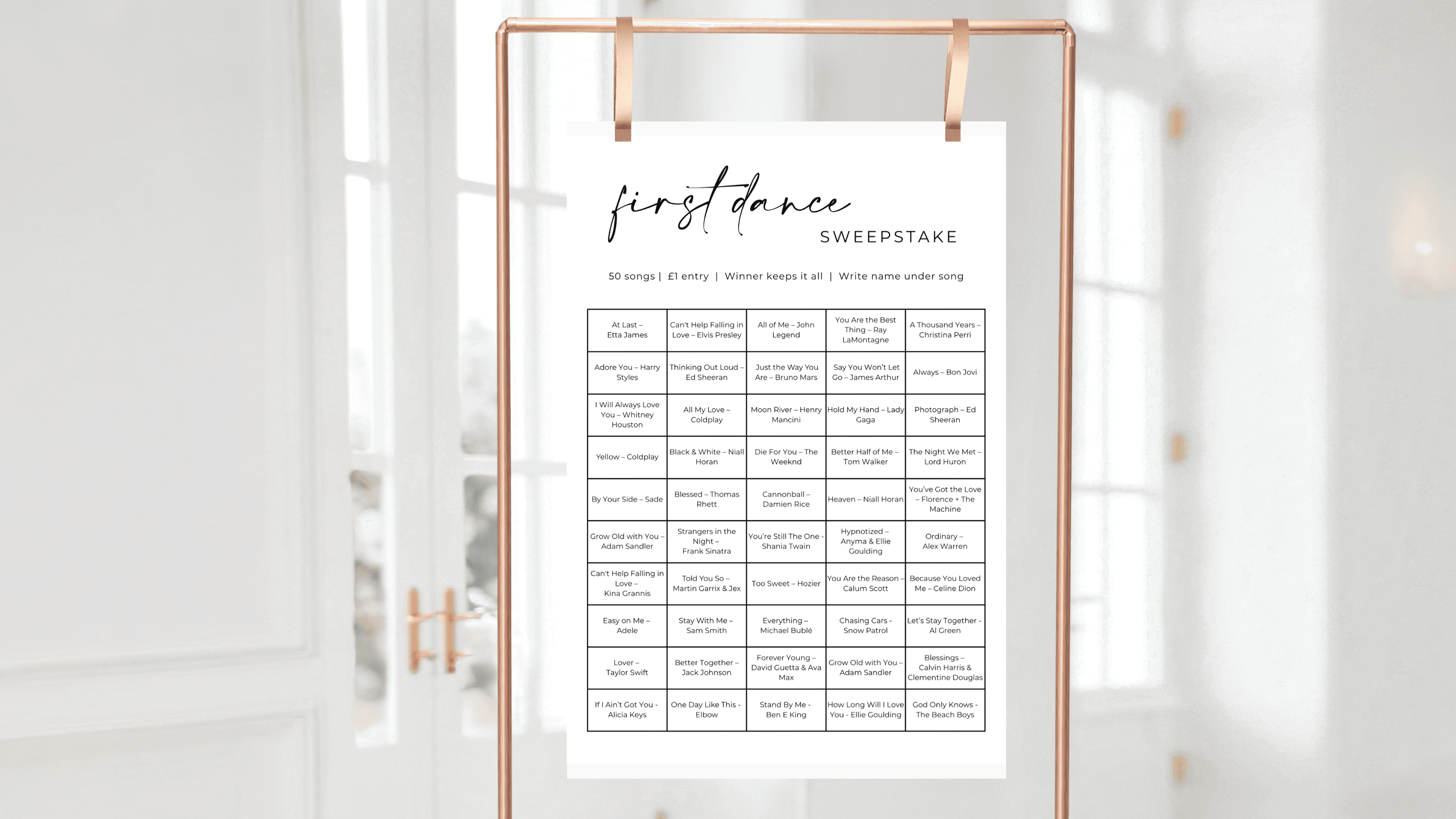 First Dance Sweepstake Wedding Game