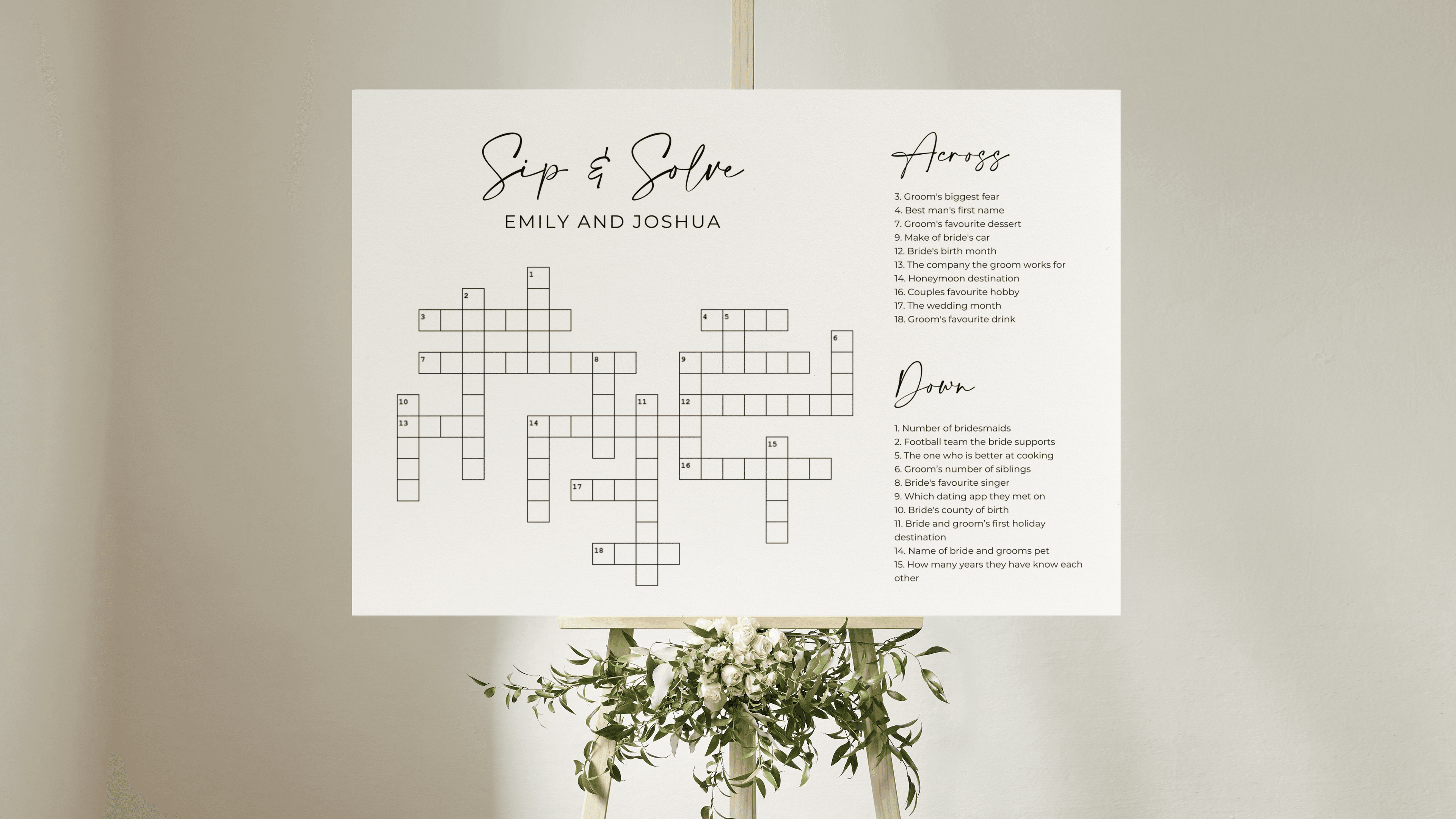 Sip & Solve Crossword Template