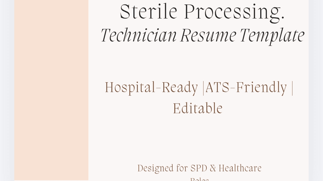 Sterile Processing Technician Resume Template