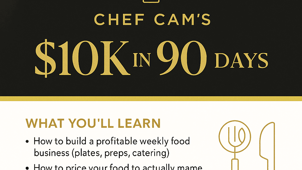 🍽️ Chef Cam’s 1-on-1 Mentorship: $10K in 90 Days