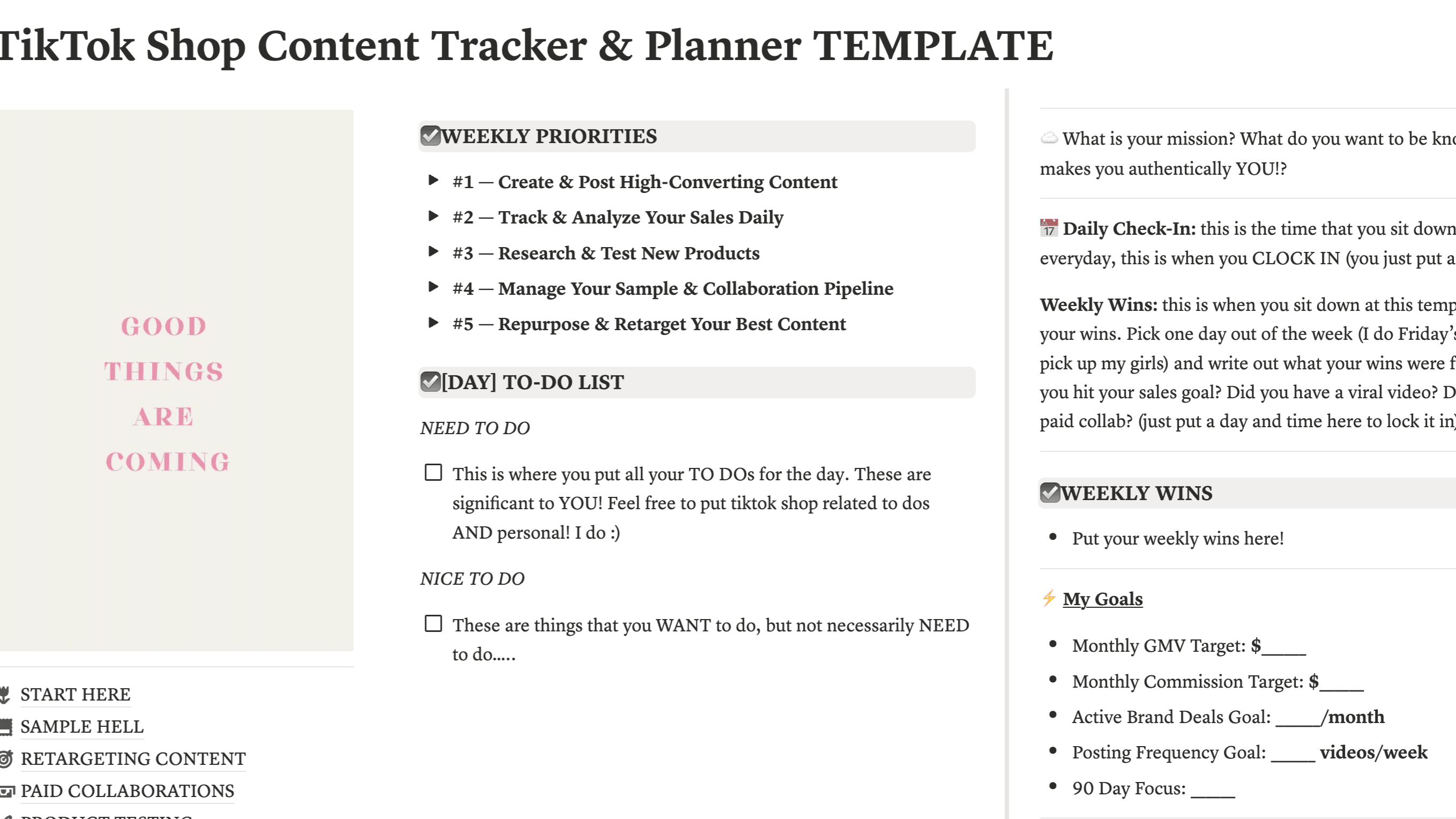 TikTok Shop Affiliate Blueprint β Notion Template