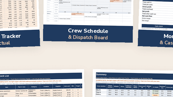 Trade Business Spreadsheet 5-Pack