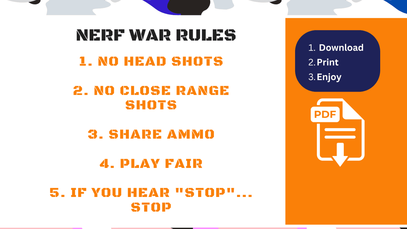 NERF War Rules Party Sign | PDF Download