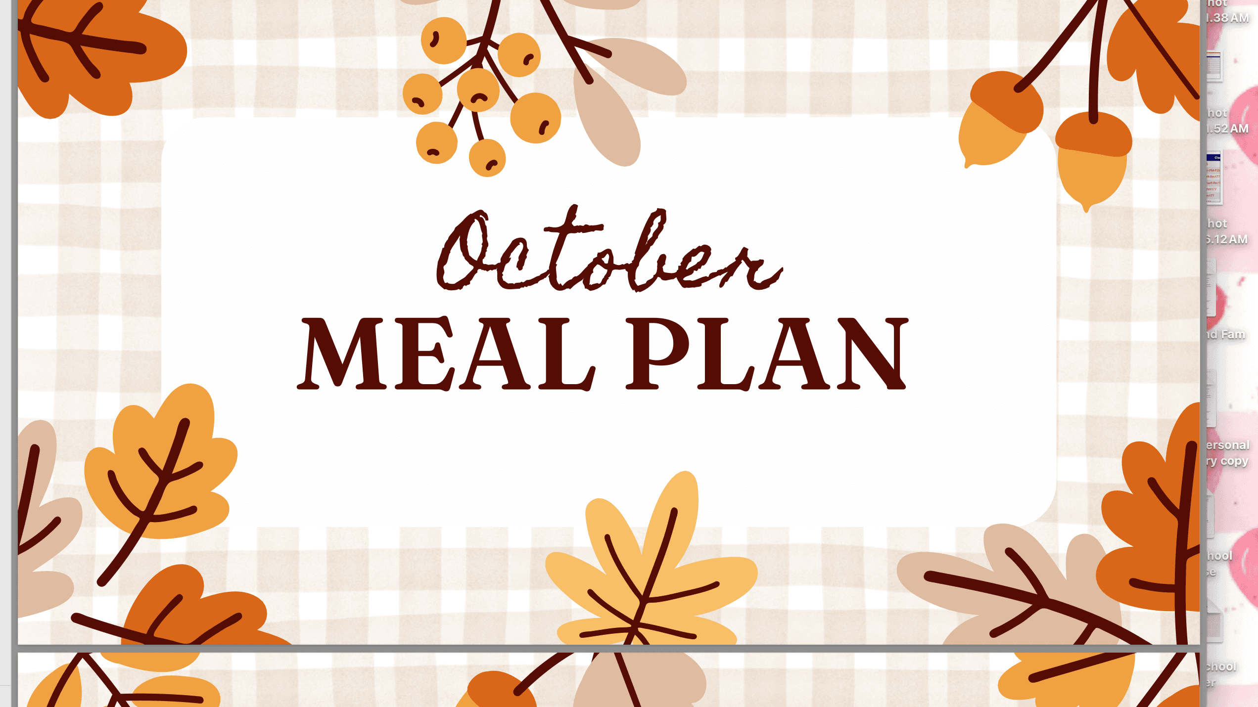 October's Meal Plan