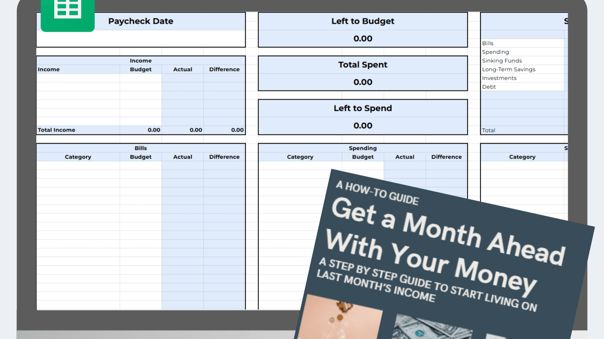 BUNDLE: Budget Template & Month Ahead Guide
