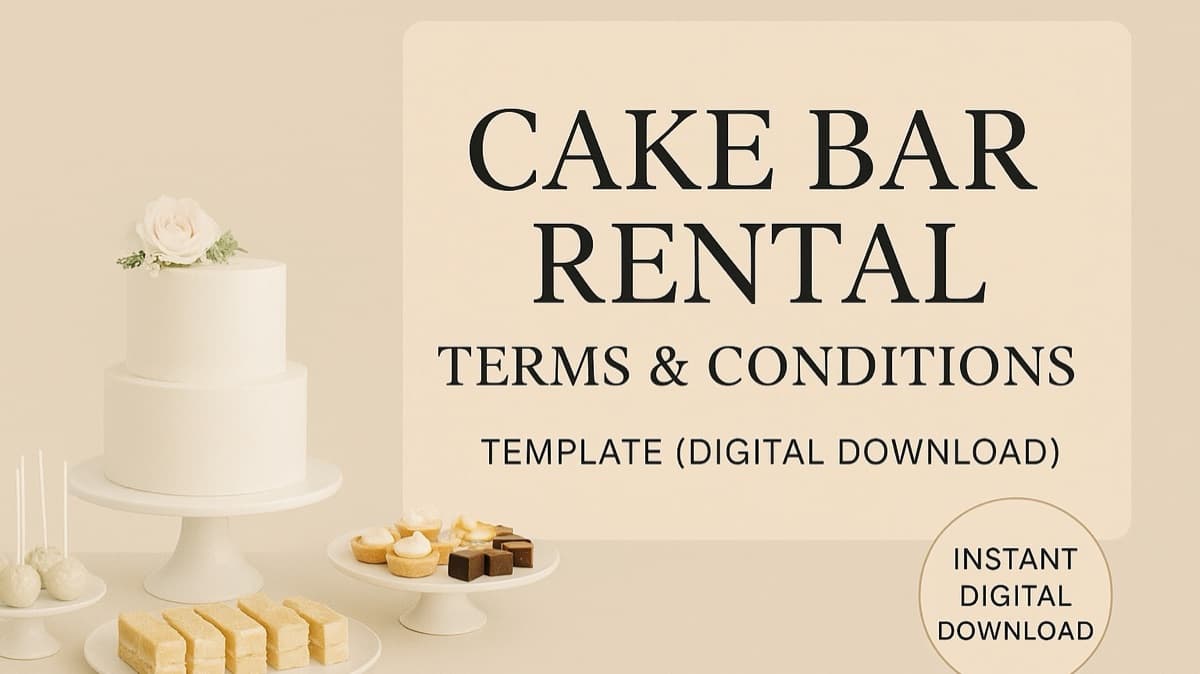 Cake Bar Rental Terms & Conditions Template