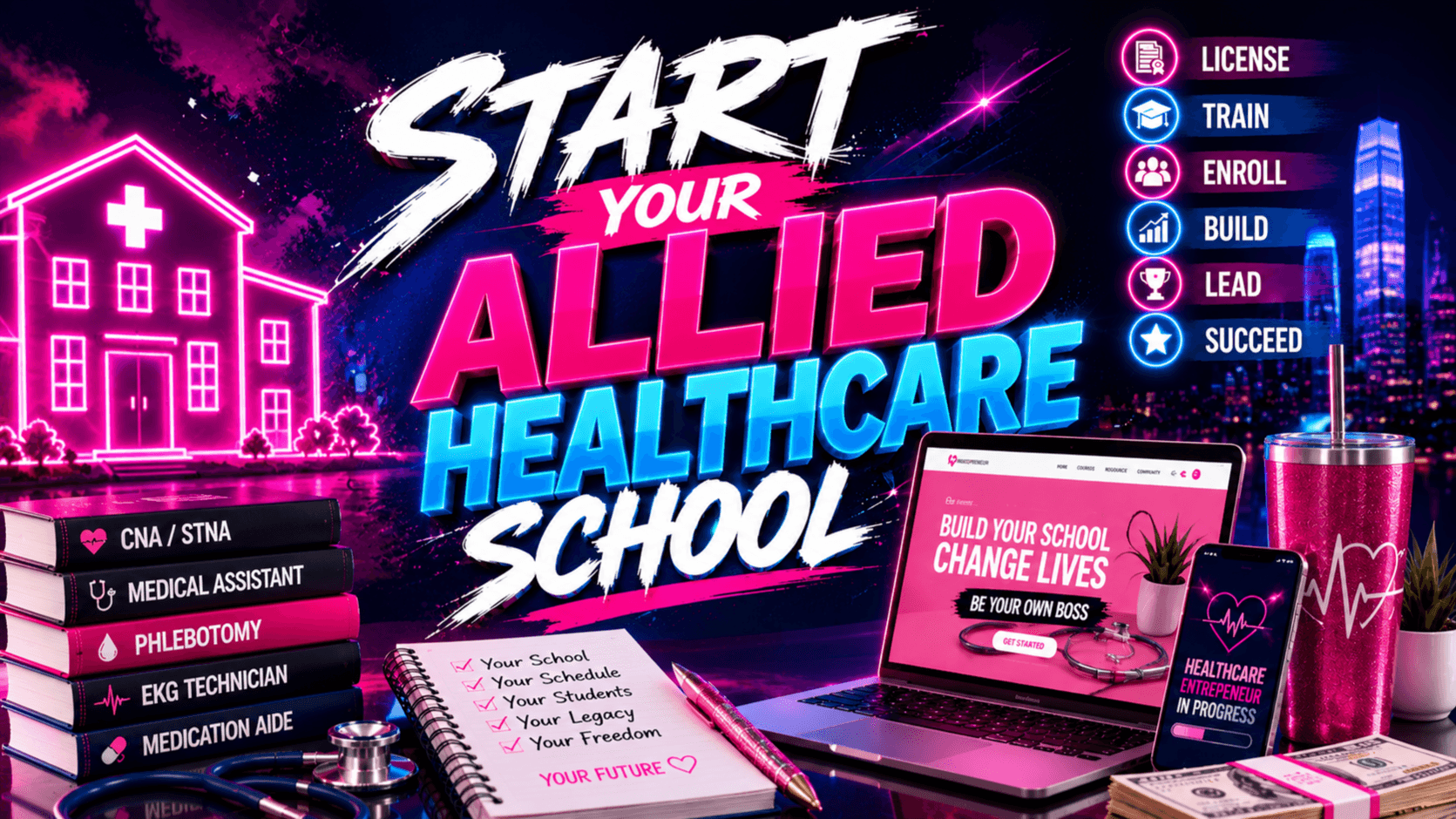 Start an allied health care school video course