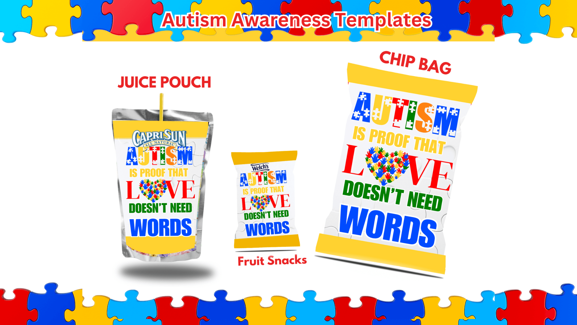 Autism Awareness Favor Templates