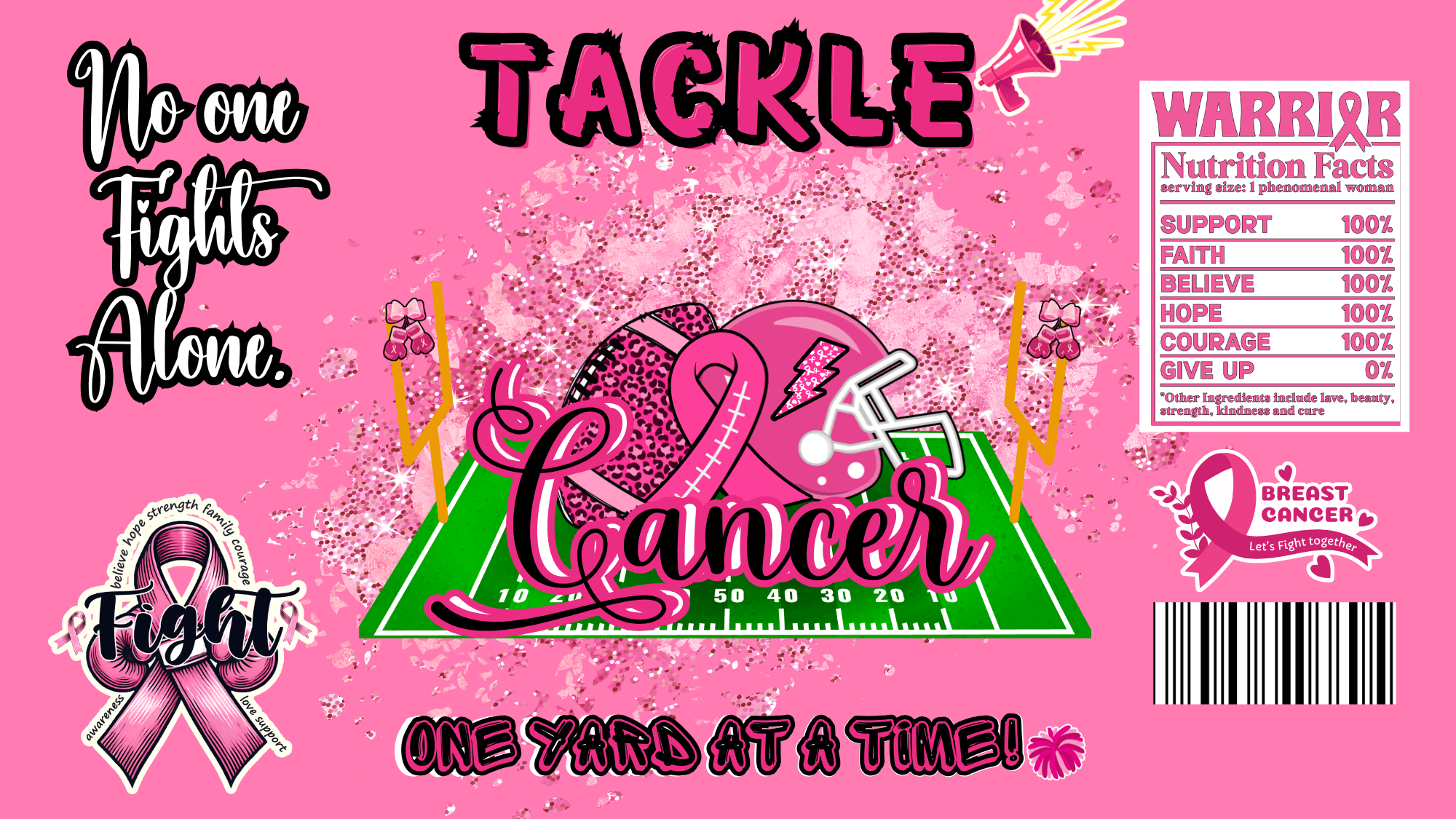 Breast Cancer Editable Chip Bag Template- Canva