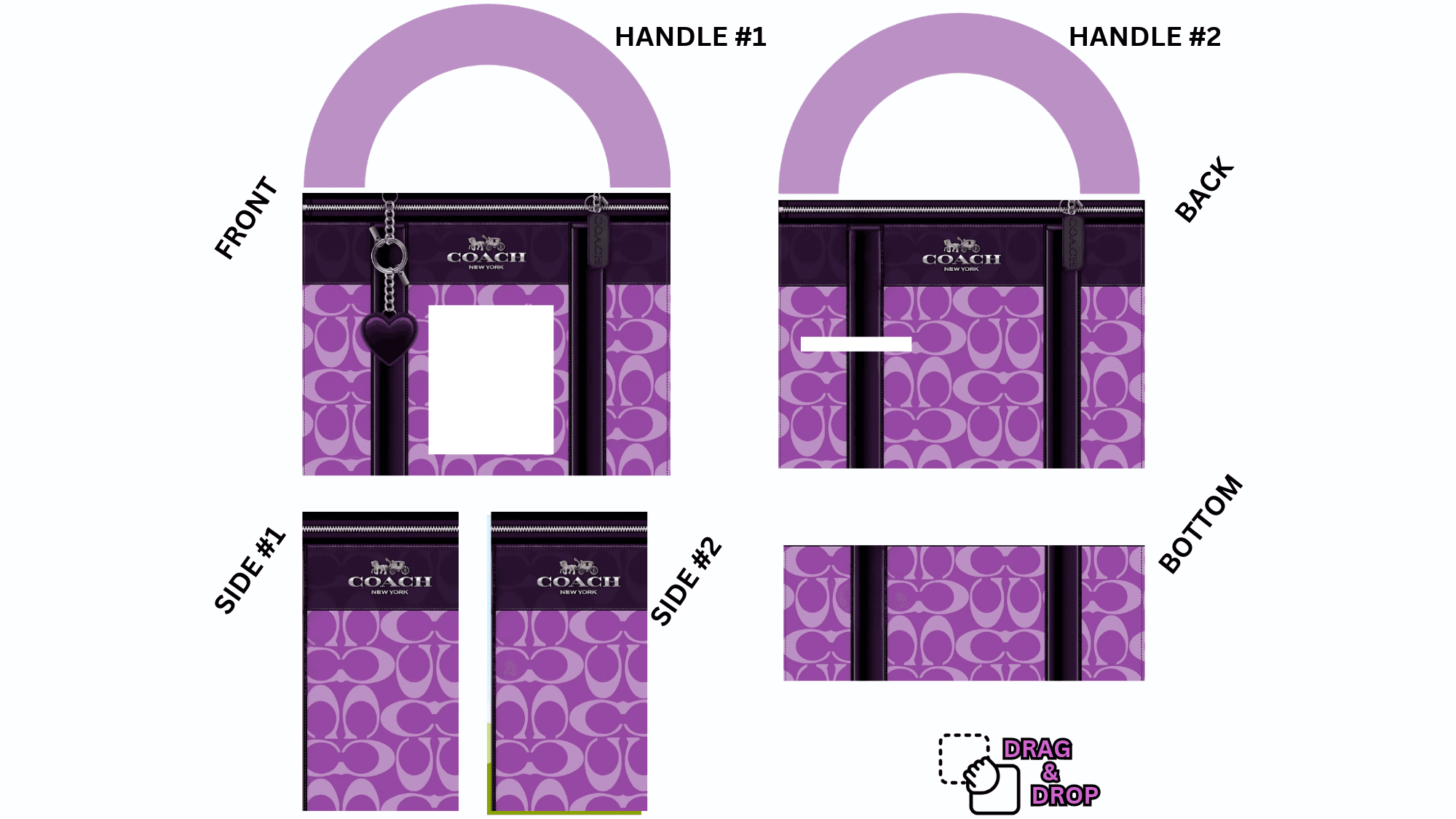 Purple Luxury Handbag Gift Box Template