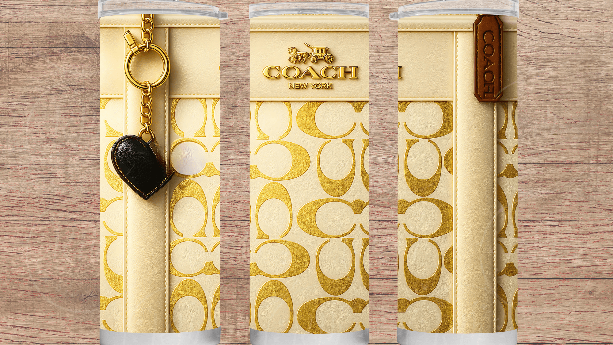 Winter White & Gold Luxury Purse Tumbler Wrap PNG