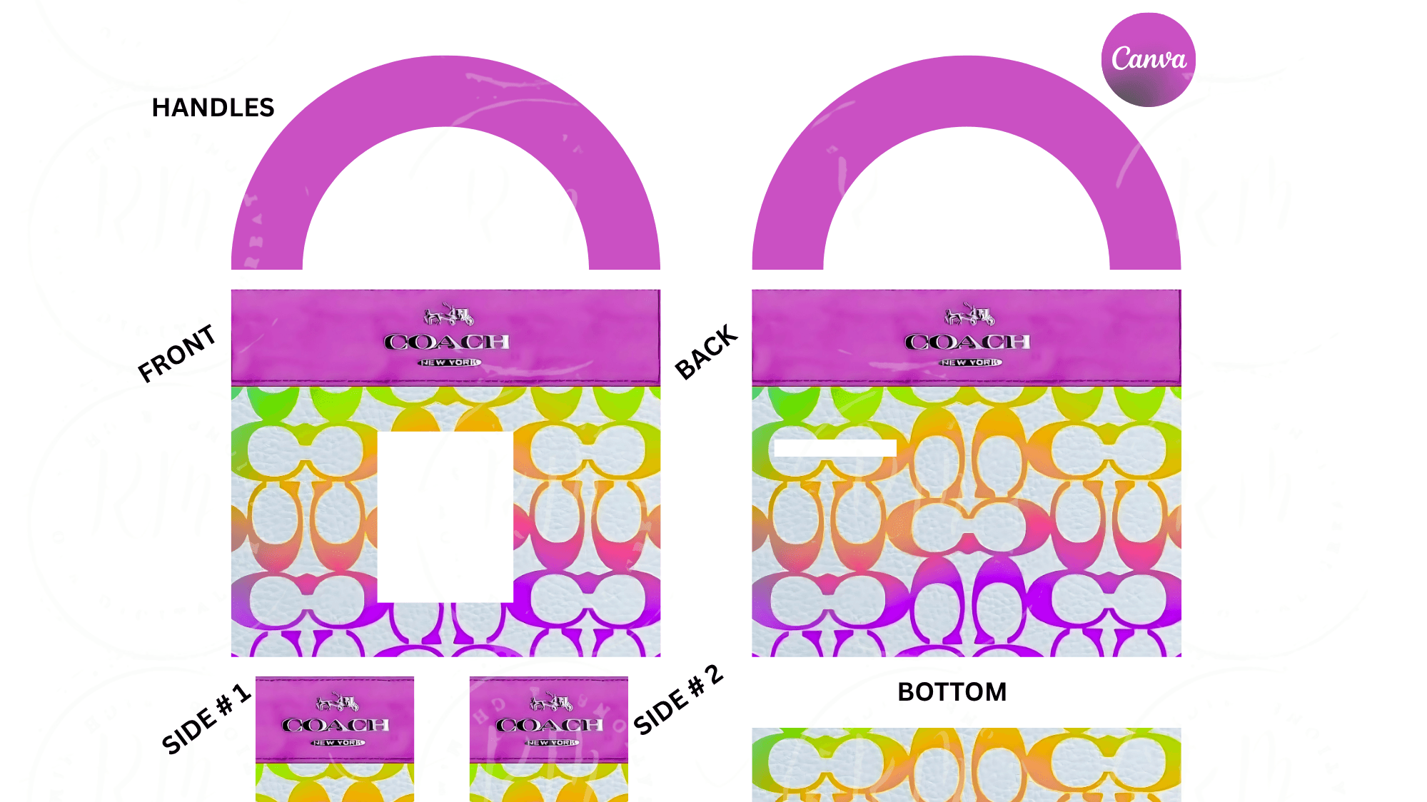 Purple Multicolor Handbag Gift Box Template
