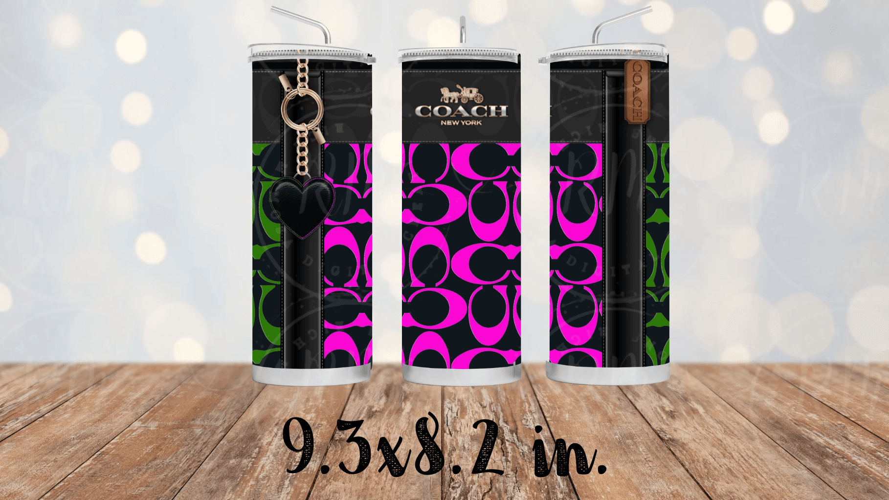 Pink and Green Designer Purse Tumbler Template
