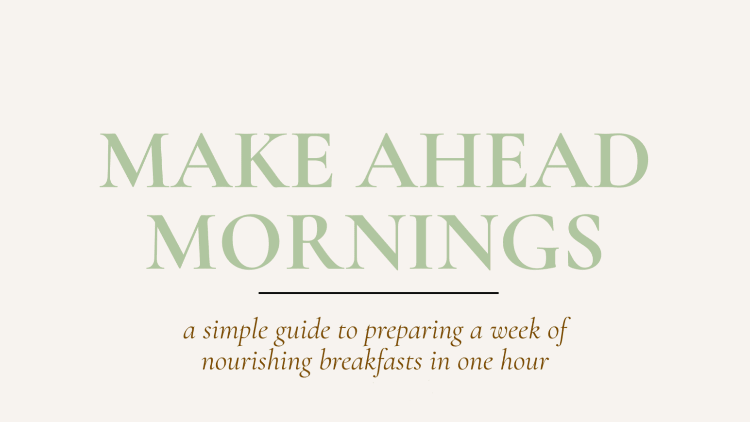 The Make-Ahead Mornings