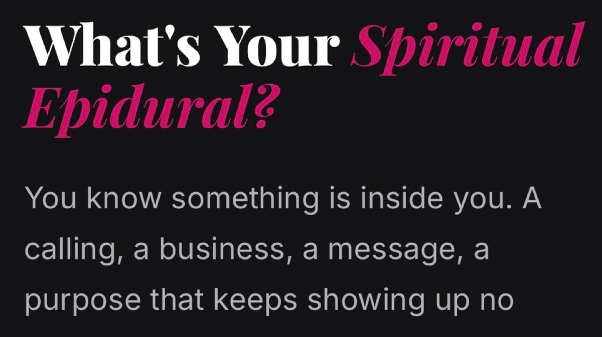 Spiritual Epidural