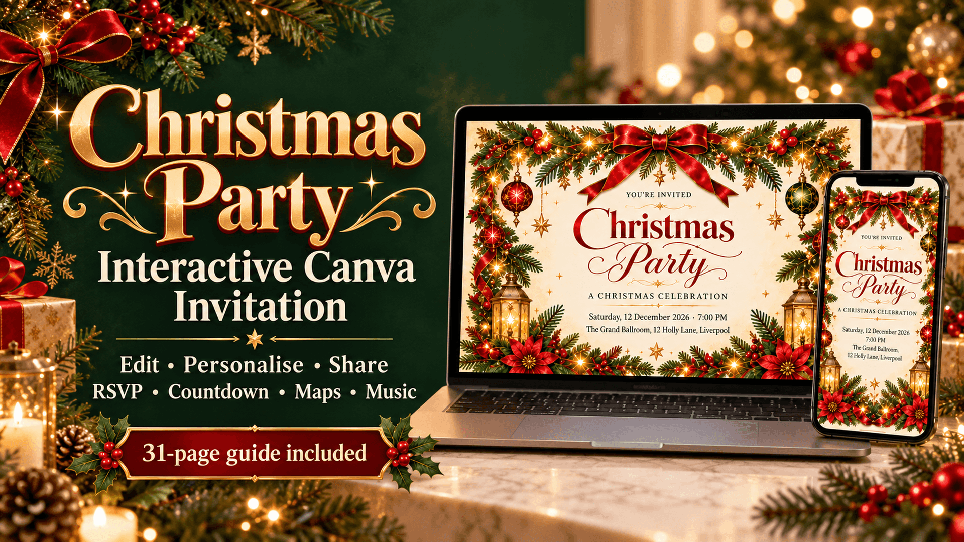Christmas Party | Interactive Canva Invitation