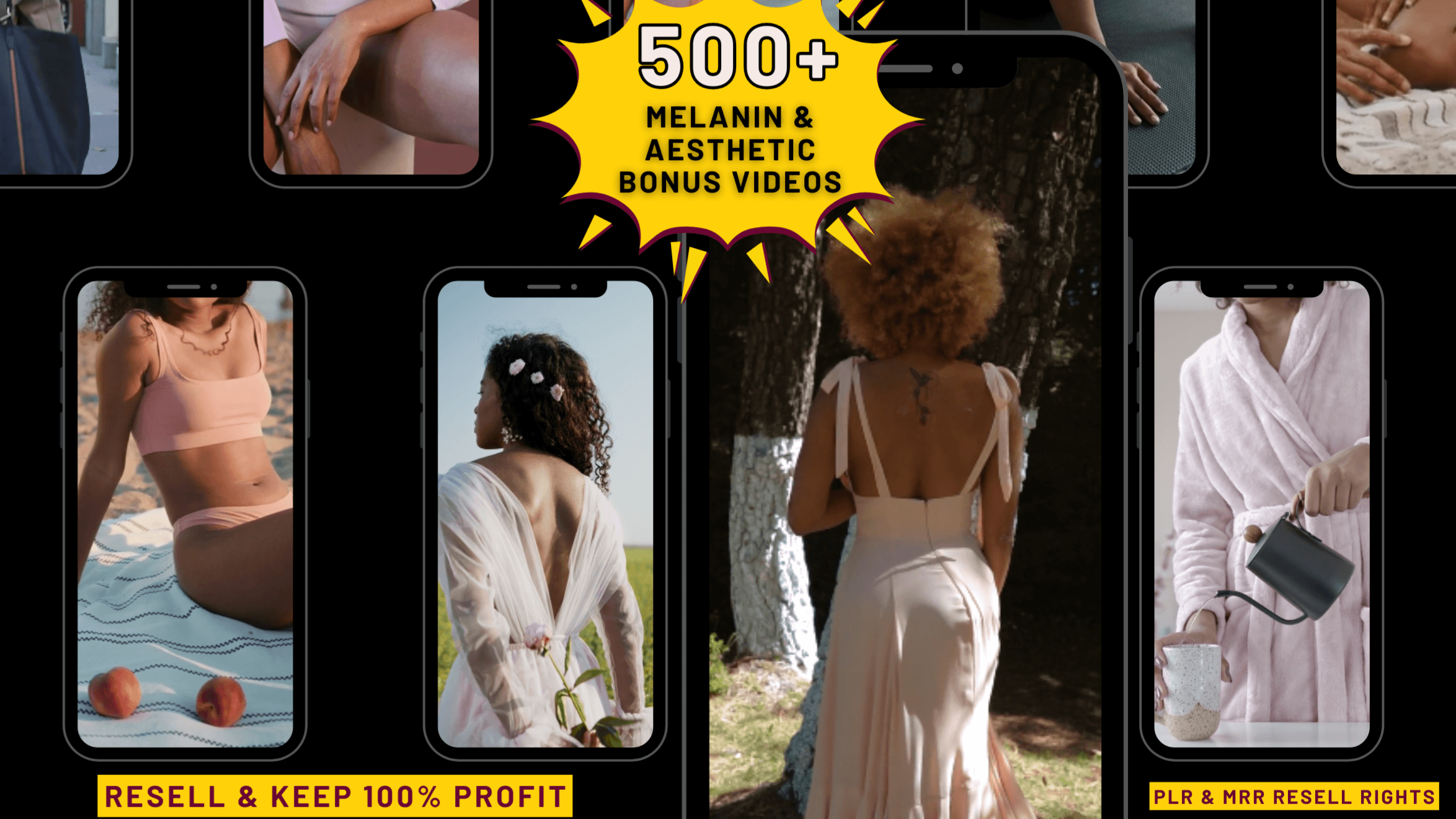 500+ Faceless Melanin Aesthetic Reels (PLR & MRR)