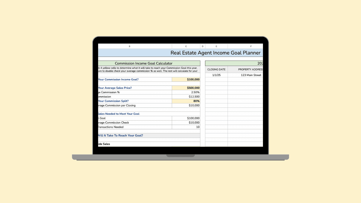 Real Estate Agent Income Goal Planner