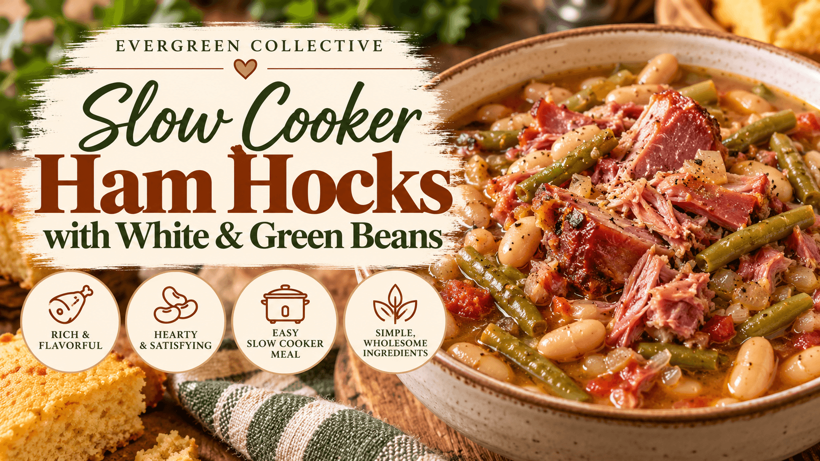 Crockpot Ham Hocks with White & Green Beans Recipe