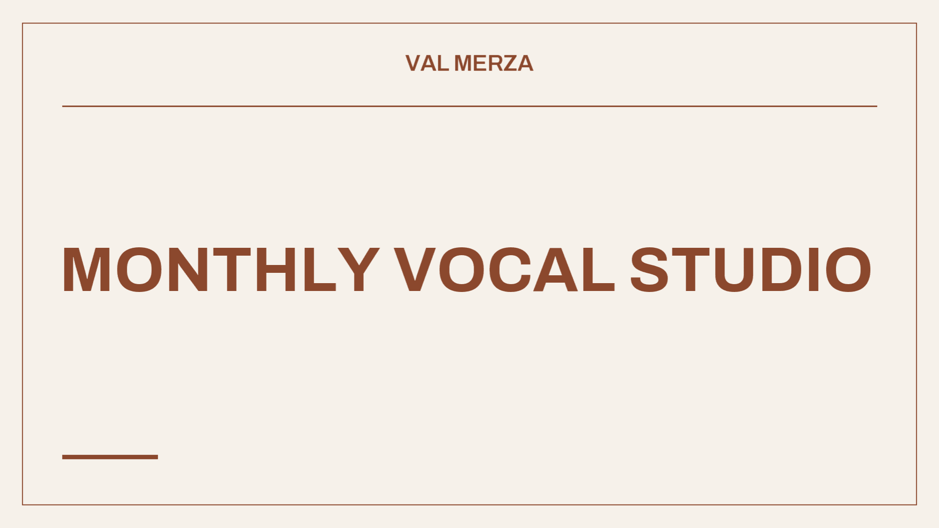 Private Vocal Studio (Monthly)