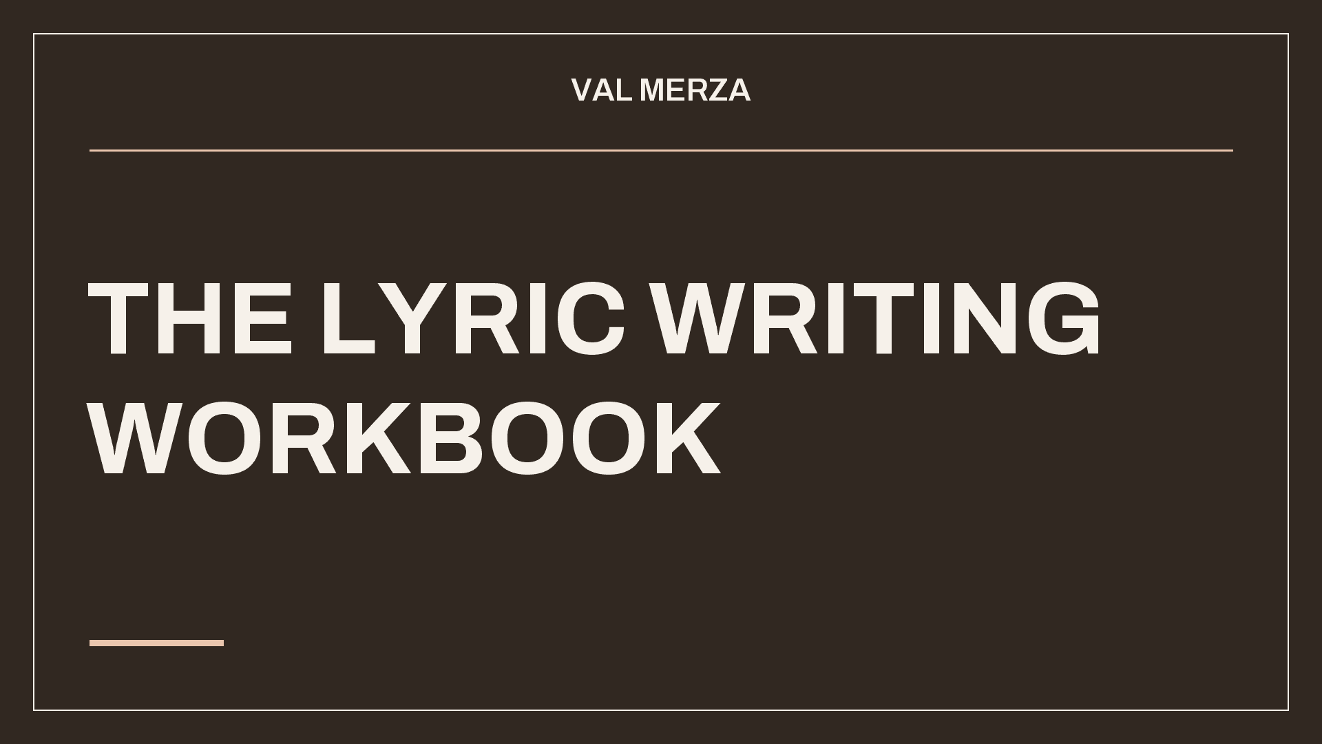 The Lyric Writing Workbook
