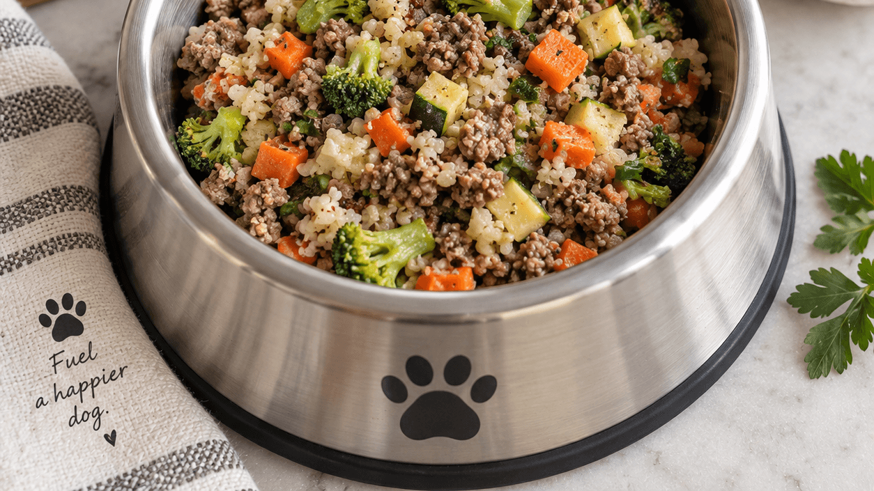 One-and-Done Homemade Dog Food Recipe Card — Beef