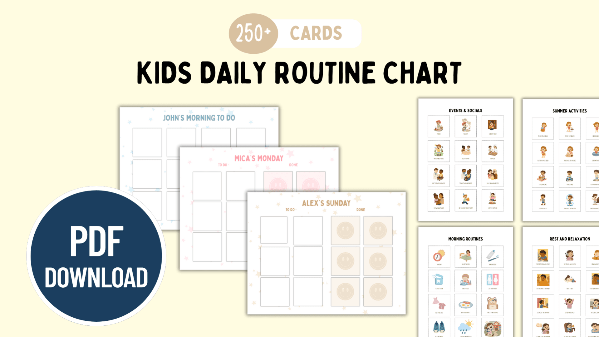 250+ Routine Cards & Daily Routine Chart