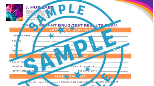 Customized Rapid/Instant Drug Test Results Form