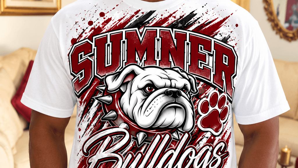 Sumner Bulldogs Men's White Graphic T-Shirt $25