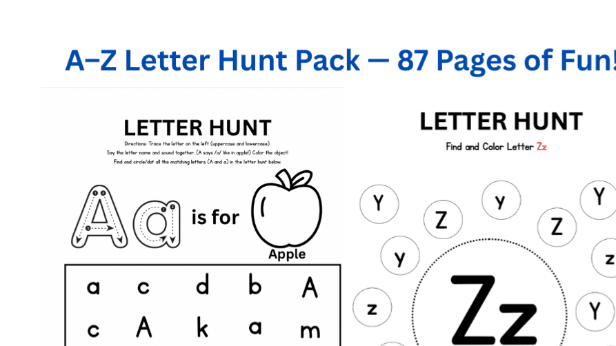Get My A-Z Letter Hunt WorkSheets Now!