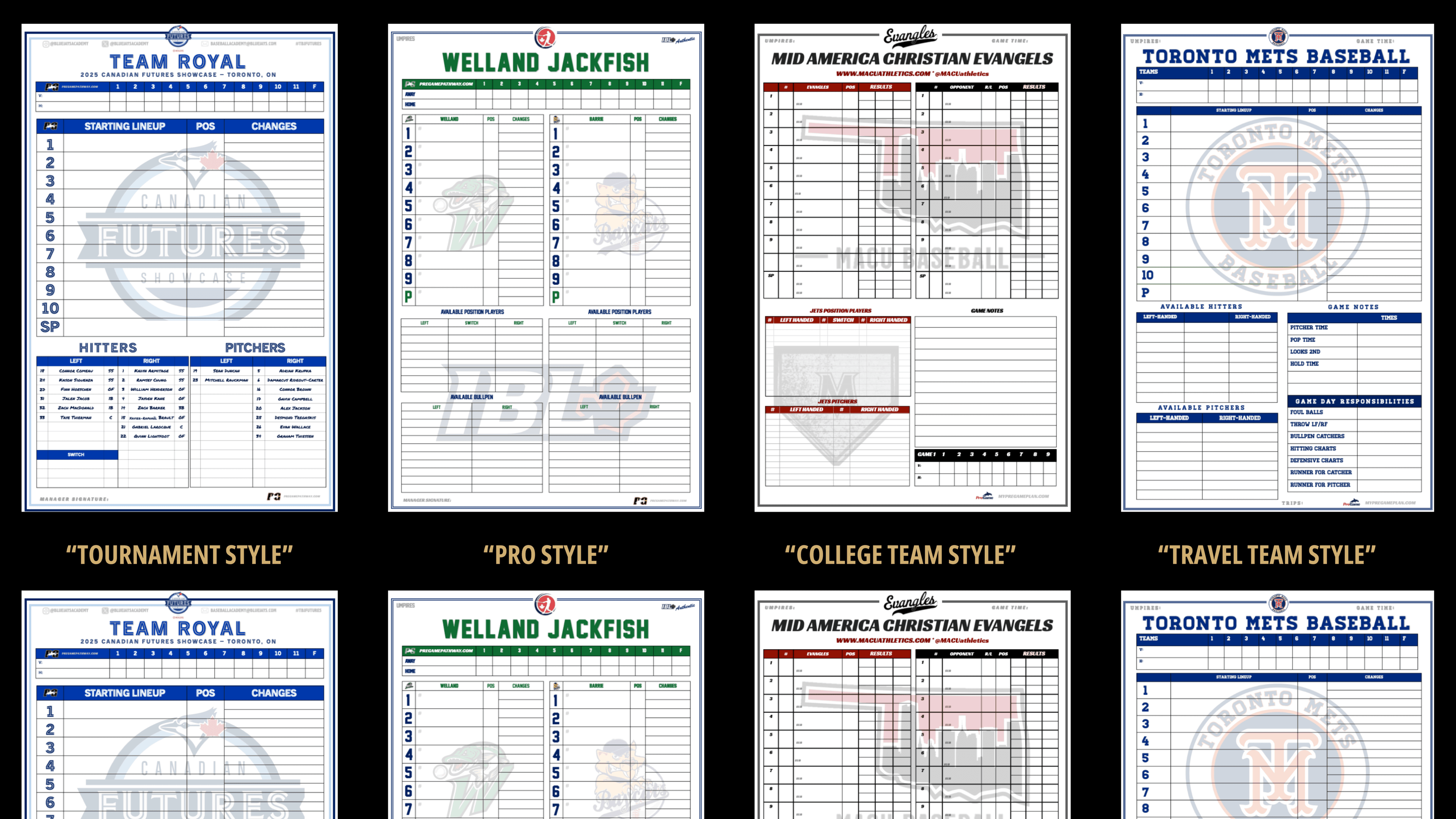 Custom Digital 11x17 Dugout Charts