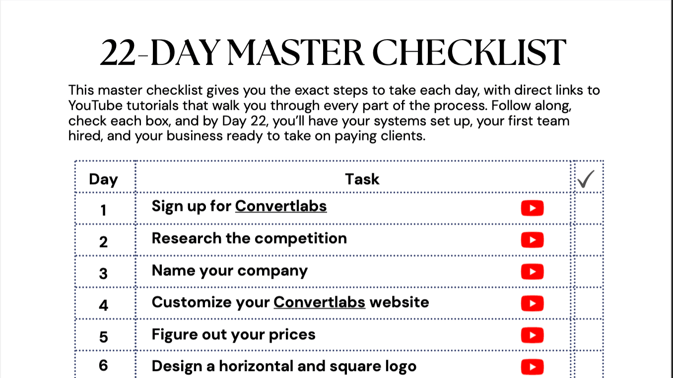 FREE: 22-Day Cleaning Business Master Checklist