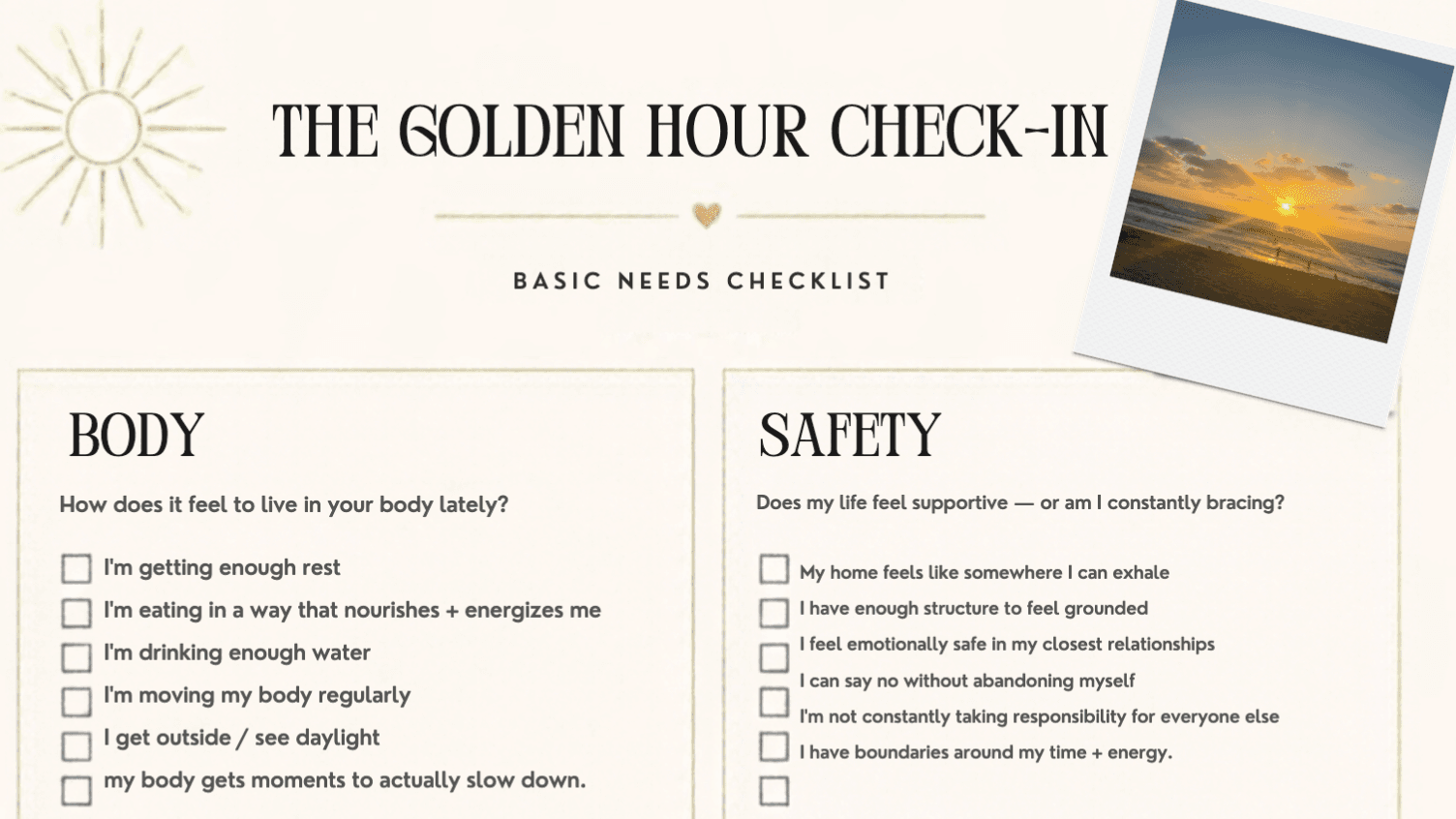 Free Golden Hour Starter Checklist