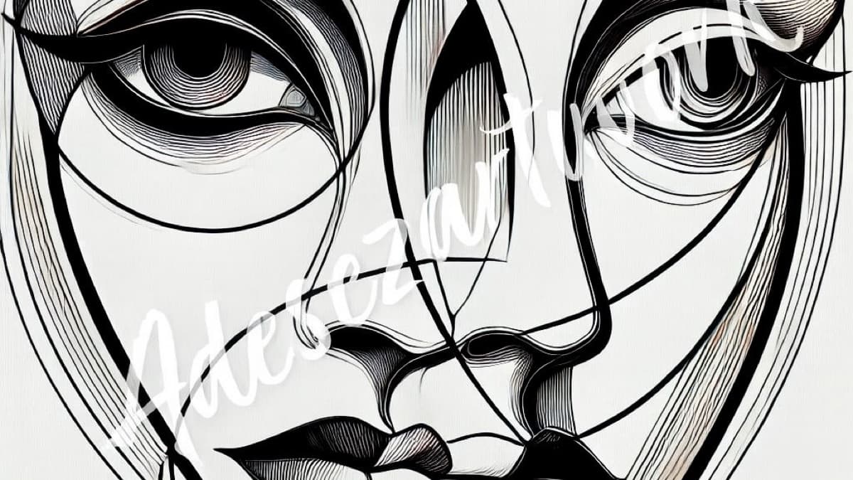Abstract Line Face – Digital Art for Sublimation &