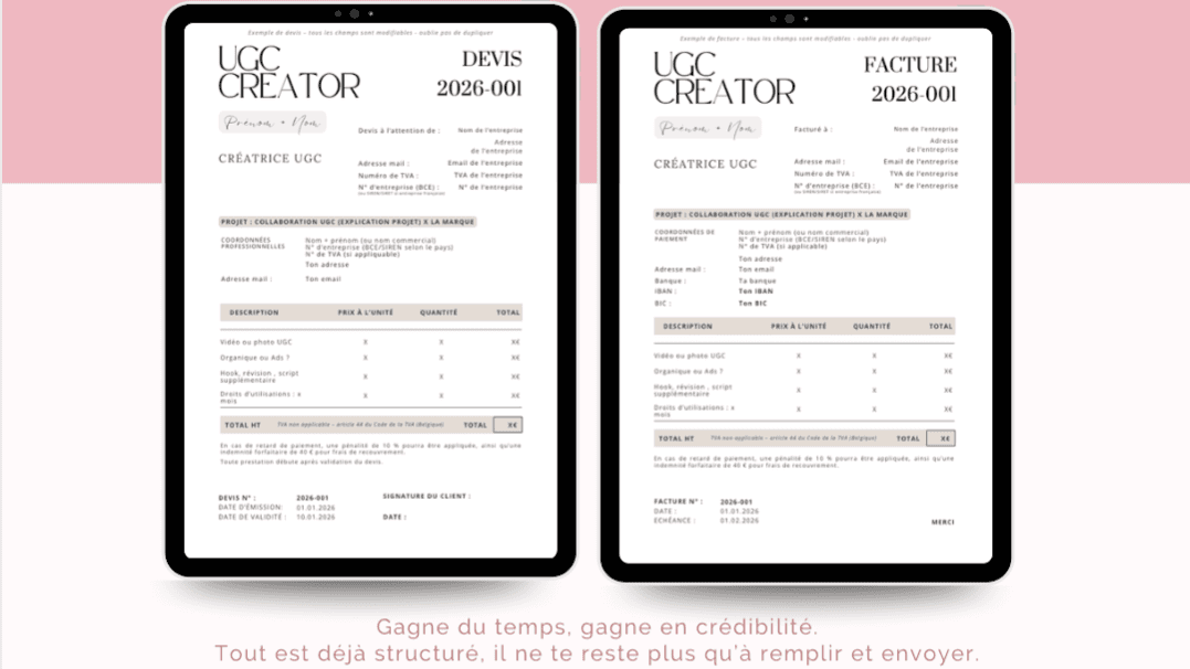 Template de DEVIS & FACTURE UGC